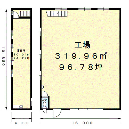 【間取り】 | 和歌山市禰宜事務所付き倉庫・工場