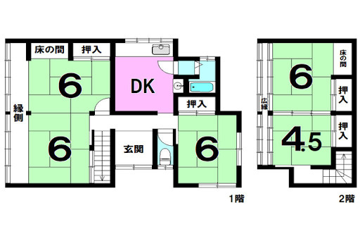 中古戸建　出雲市小山町の間取り