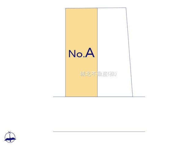 練馬区関町北4丁目 全2棟A号棟の区画図|前面道路南側約6.0ｍの整形地