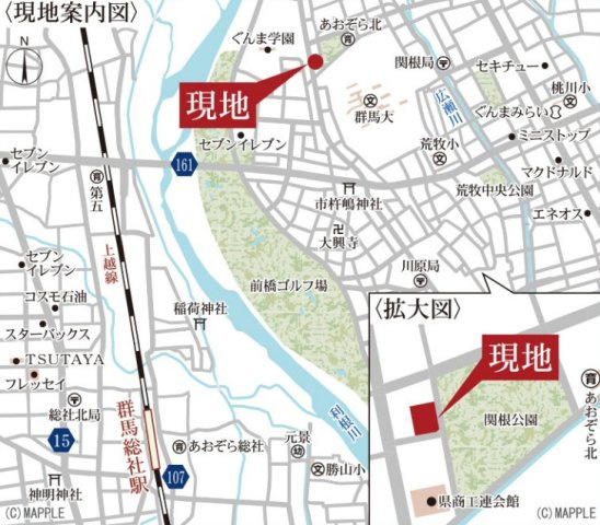 前橋市関根町第1　２号棟(全４棟)　リーブルガーデン　新築建売分譲の地図