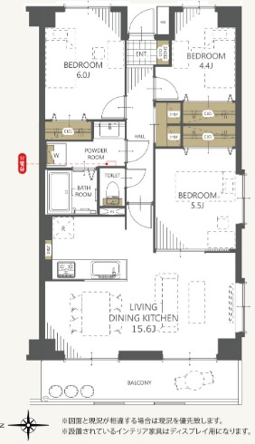 クレセント東鷲宮の間取り|71.33㎡の3LDKで、LDK約15.6帖を中心に3居室を確保した間取りです。角住戸ならではの開口部配置も確認しやすく、ご家族構成や在宅時間に合わせて各室を使い分けしやすい住まいです。