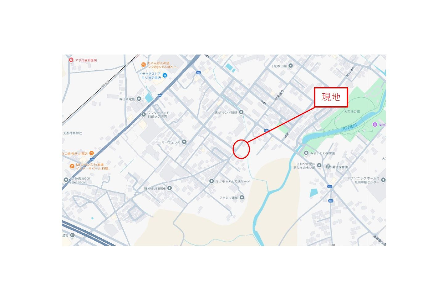 三井郡大刀洗町大字山隈　新築戸建の地図