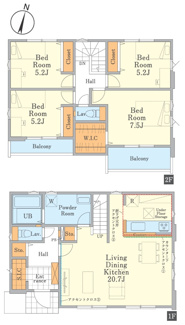【間取り】 | 【仲介手数料無料！！】日野市平山2丁目　新築戸建て（全1棟）1号棟　5799万円 | 建物／4LDK　108.47㎡