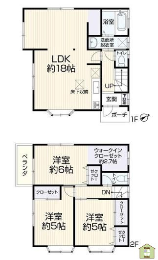 草加市八幡町　中古一戸建ての間取り