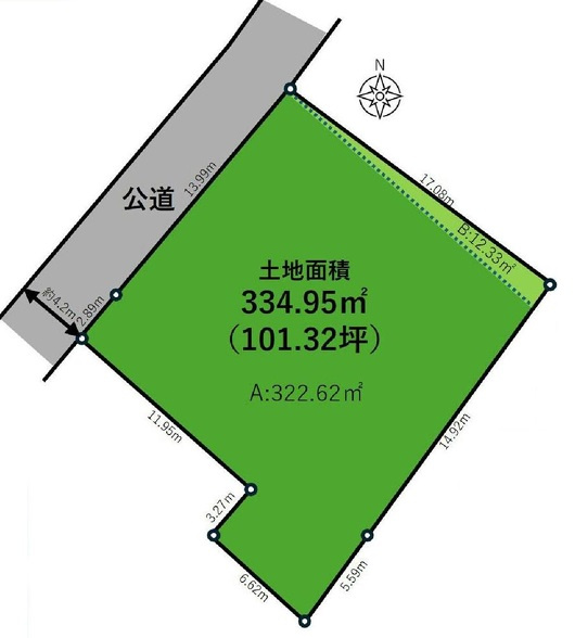 ◎藤沢市用田　建築条件なし　売地の土地図|土地図◇敷地面積約101坪以上♪
