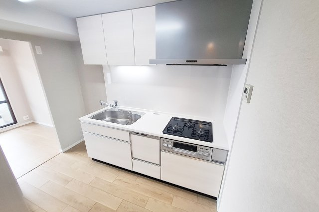 朝日プラザ南大阪ターミナル・シティのキッチン|キッチン：食洗機・浄水器付きのシステムキッチンを新調済み。