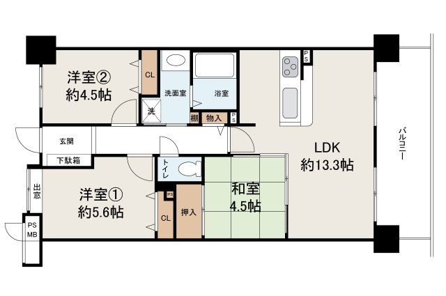 ライオンズマンション上野芝ガーデンシティの間取り|リフォームプランの詳細はお問い合わせください。