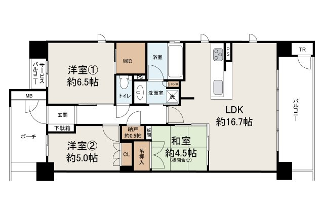 グランクラッセ上野芝向ヶ丘の間取り|間取り図