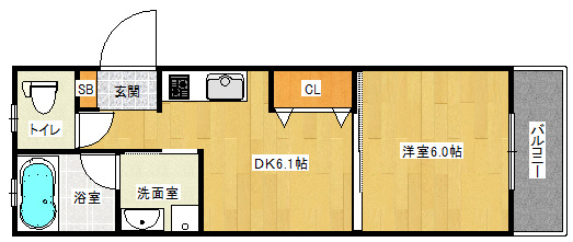 ピアッツァレント八木西の間取り|1DK