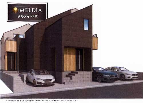藤沢市湘南台　新築戸建全3棟　1号棟の外観パース