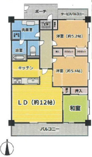 【間取り】 | ダイアパレス千葉桜木 | 1980万円　専有面積69.96㎡　7階の角部屋になります！