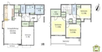 川口市並木元町　中古一戸建ての間取り