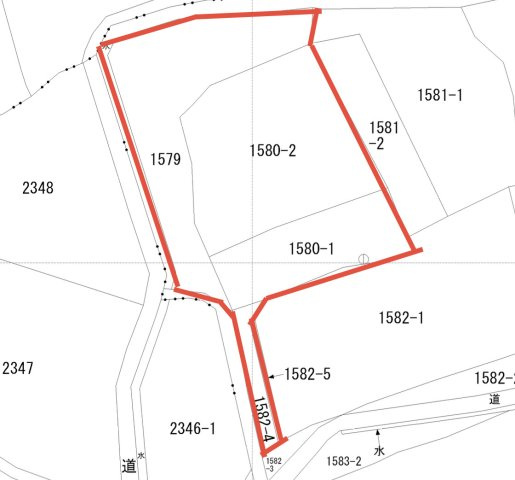 安中市下後閑1579,1580-1,1580-2,1582-4,1582-5の区画図