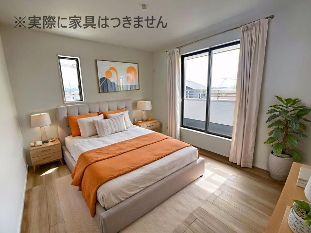 新築戸建・新築建売　郡山市大槻町字室ノ木　朝日が丘小・第七中の洋室|画像はバーチャルホームステージングの加工による演出で、実際の家具は付きません。