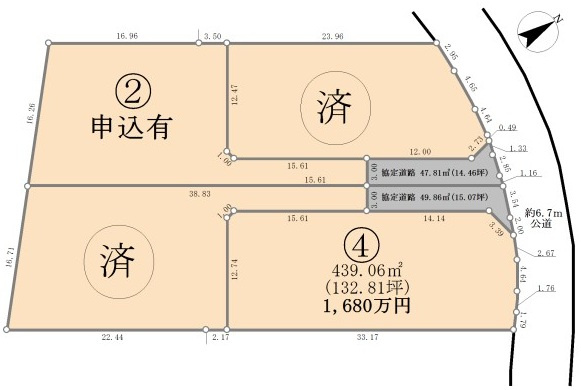 東松山市大字上野本 売地④区画132坪の区画図
