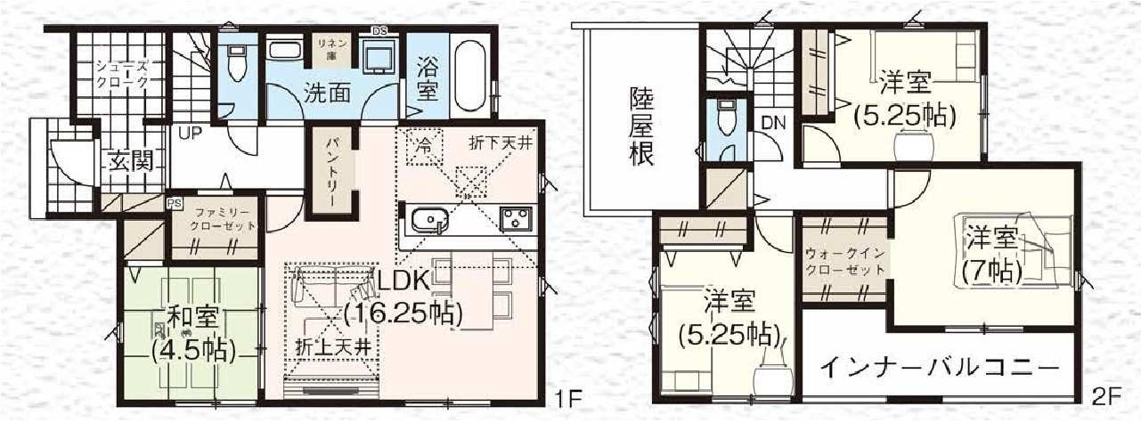 新築　高崎市石原町3期　GRAFARE　3号棟の間取り|建物面積111.79㎡　シューズインクローク・ウォークインクローゼット・パントリー・各部屋収納付きで便利です！インナーバルコニーなので急な雨でもお洗濯物も安心です。