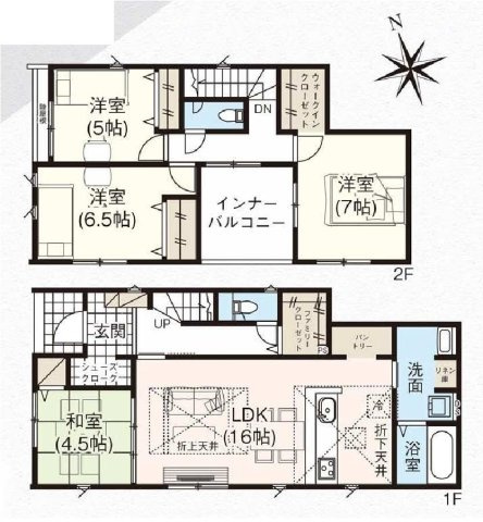 新築　高崎市石原町3期　GRAFARE　1号棟の間取り|建物面積110.54㎡　ファミリークローク・シューズインクローク・ウォークインクローゼット・パントリー・各部屋収納付きで便利です！インナーバルコニーなので急な雨でもお洗濯物も安心です。