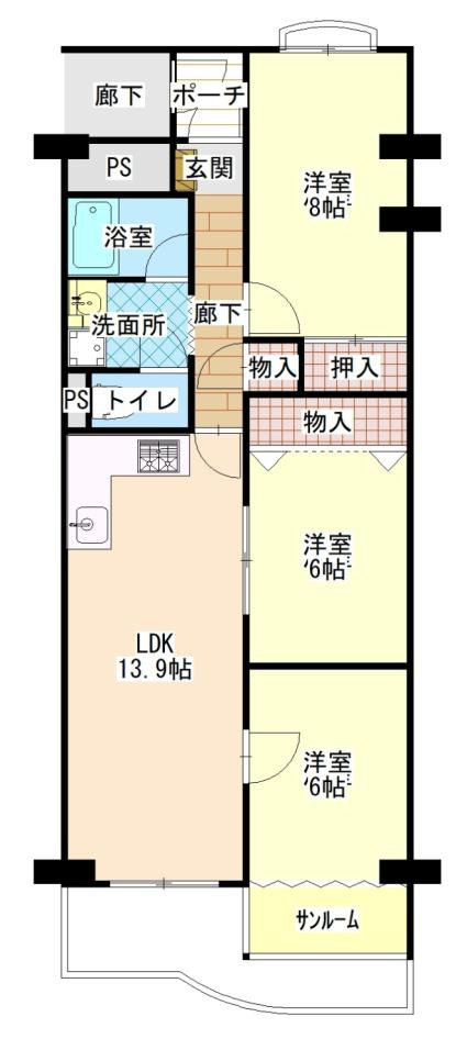 エバーグリーン金岡二号棟の間取り