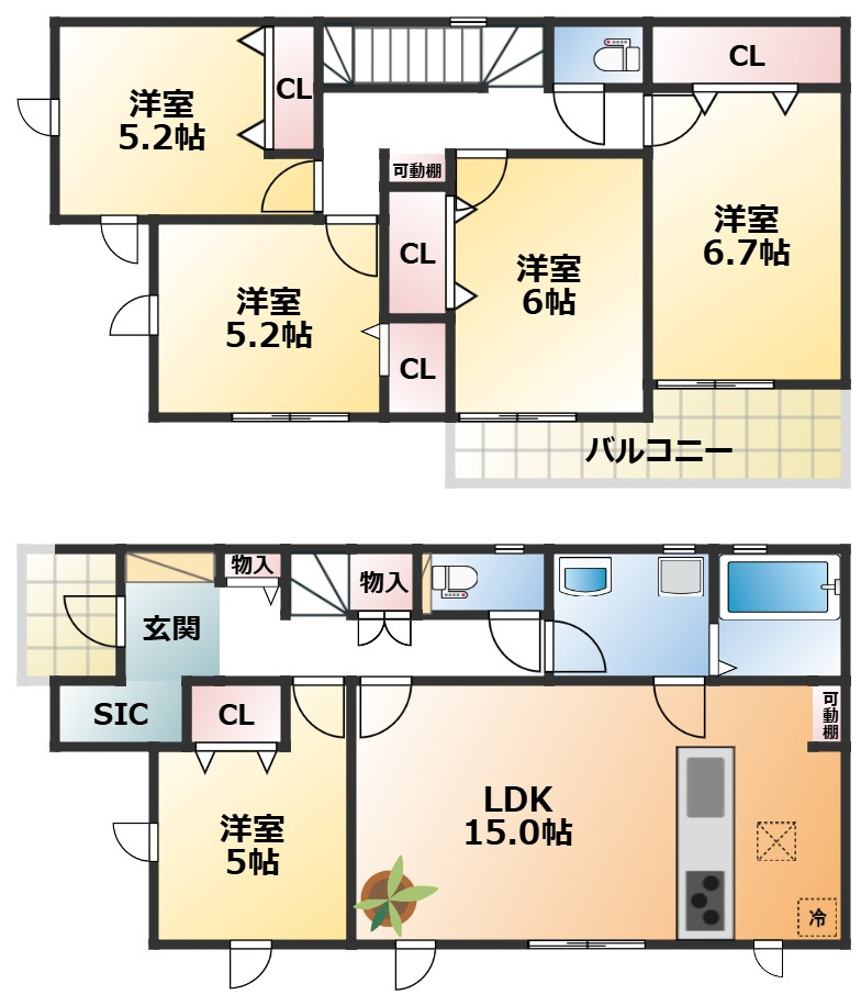 リナージュ那須塩原市豊浦南町25-1期の間取り|全室南向きで陽当たりの良い間取りです