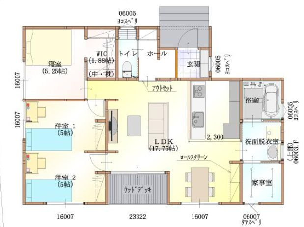 都城市蓑原町の新築一戸建の間取り