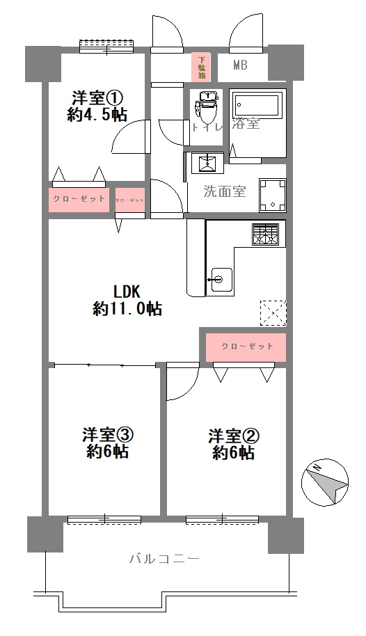 朝日プラザ湯里の間取り
