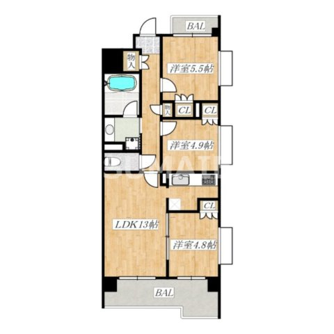 ザ・グランフォーリア西日暮里の間取り|角部屋！２面採光の３ＬＤＫ☆