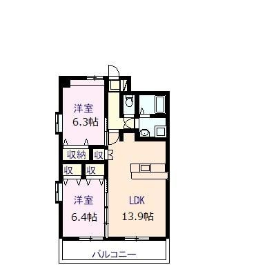 熊本市北区武蔵ケ丘９丁目の賃貸マンションの間取り