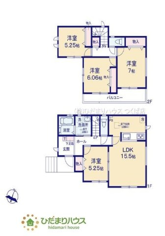 【間取り】 | ひたちなか市津田853番　新築戸建 | 全居室に収納スペースをしっかり確保しております