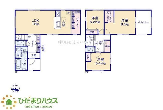 【間取り】 | ひたちなか市田宮原1期　新築戸建　2号棟 | 沢山干せる広々バルコニー！
