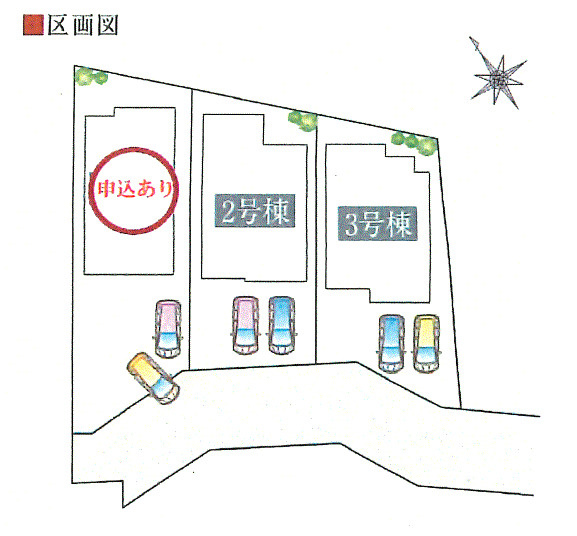 羽村市羽中2丁目　新築戸建全3棟の区画図