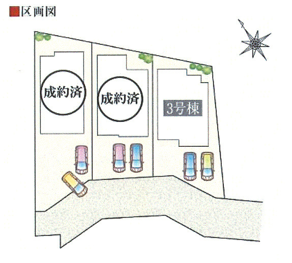 羽村市羽中2丁目　新築戸建全3棟の区画図