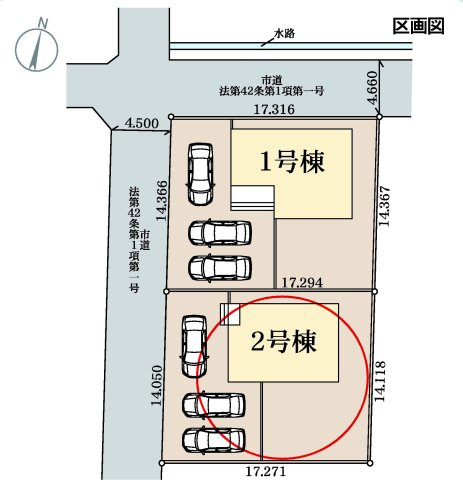 リーブルガーデンＳ第２前橋女屋　2号棟の区画図|駐車場は３台ご用意しています！来客時も重宝しますよ！
