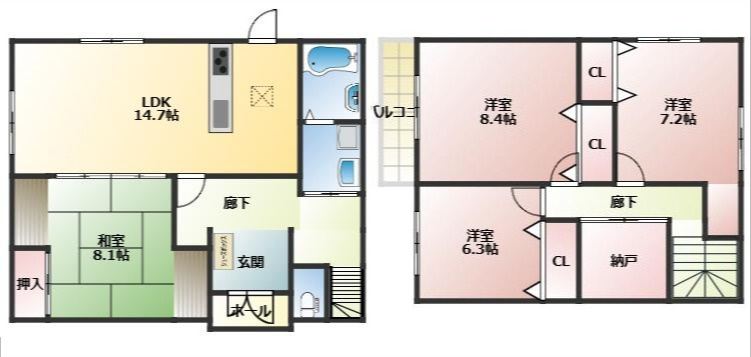 見附市本町3丁目　中古戸建の間取り