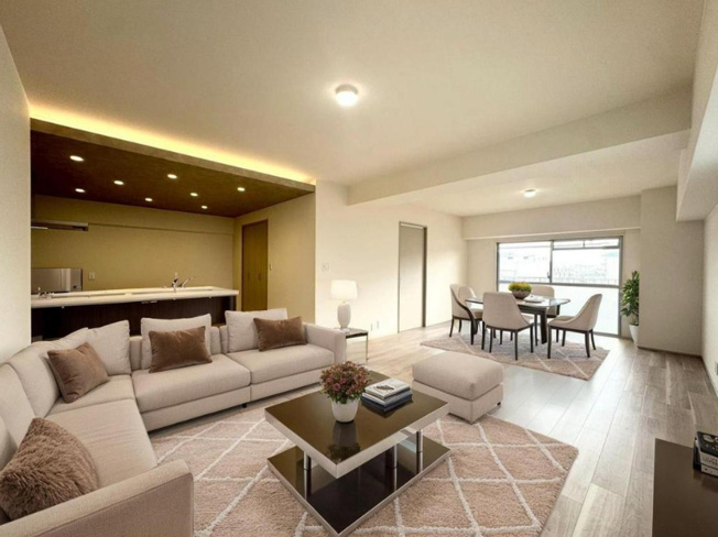 【居間・リビング】 | ハイマート弥刀 | 【LDK：広々約21.5帖！】（※家具はCGです。）