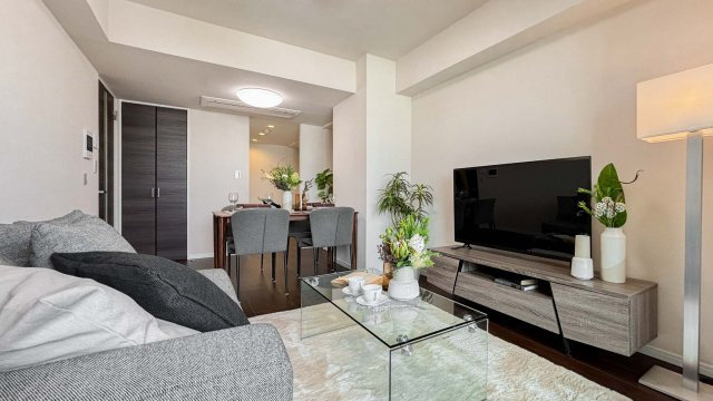 パークコート市谷仲之町の居間・リビング|こちらの居間で趣味の時間をお楽しみください