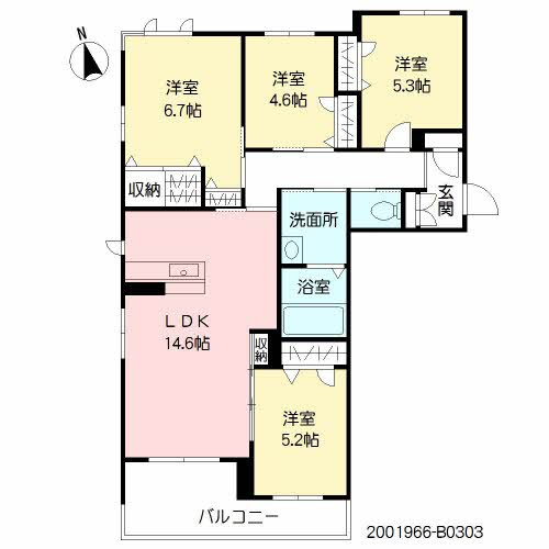 ＭＡＳＴ東櫛原　Ｂ棟の間取り|使い勝手の良い間取りです♪