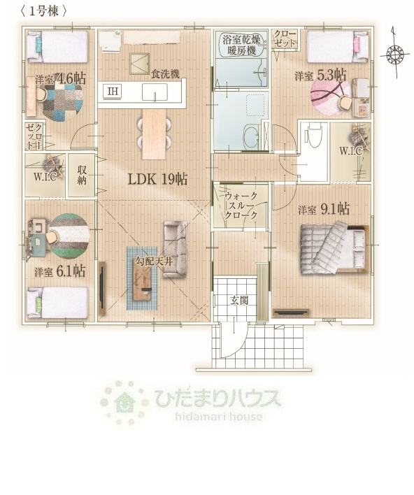 野田市上花輪5期　新築戸建　1号棟の区画図|接道道路：南東側約3.3m公道
