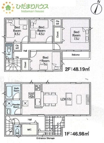 【間取り】 | 我孫子市湖北台第24　新築戸建　6号棟 | 家族みんなで共同で使える便利な廊下収納！
（6号棟）