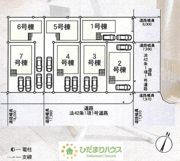 【区画図】 | 我孫子市湖北台第24　新築戸建　6号棟 | カースペースは2台分確保!(^^)!
（6号棟）