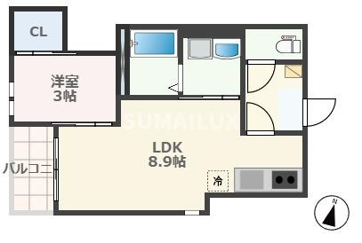 熊本市西区二本木３丁目のアパートの間取り
