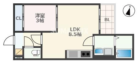 熊本市西区二本木３丁目のアパートの間取り