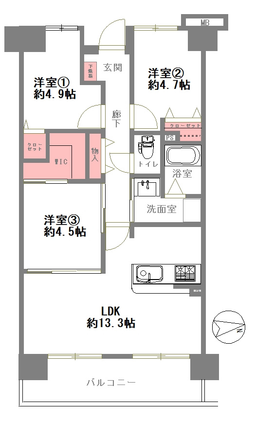 ルモン東加賀屋の間取り