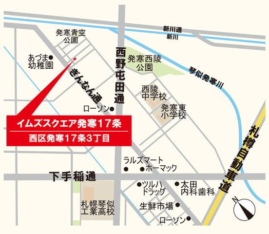 【建築条件付き】発寒17条3丁目　AB区画の地図