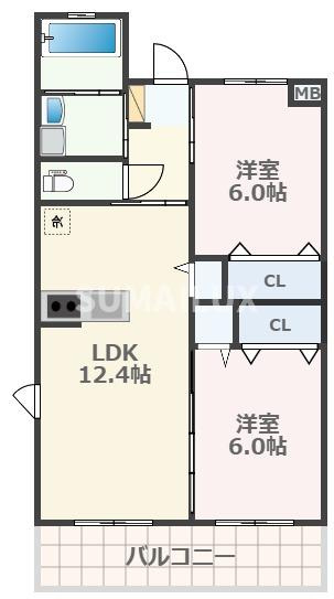 熊本市南区田井島３丁目の賃貸マンションの間取り