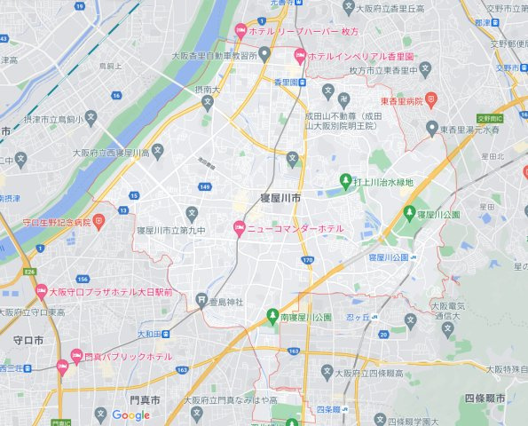 リアフラッツ香里園ＮＯＲＴＨの地図|寝屋川市全域地図