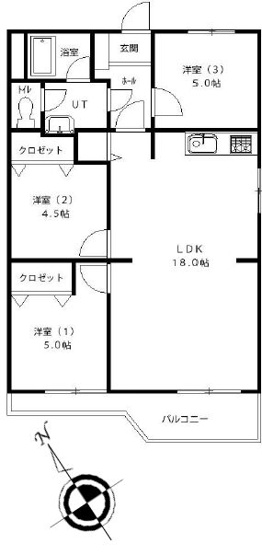 【間取り】 | トーカンマンション第3中の島 | 3LDK・角部屋・トランクルーム有り・地下鉄南北線「中の島」駅徒歩3分