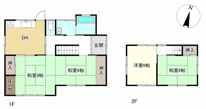 倉敷市上東　中古戸建の間取り