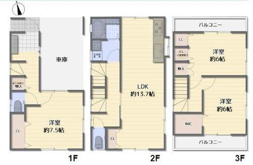 台東区東上野戸建ての間取り