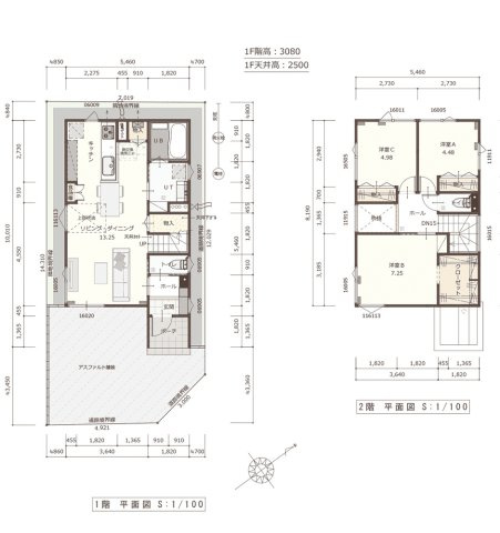 【建築条件付き】本郷通2丁目南　全3区画の参考プラン|※A号地建物プラン間取参考
