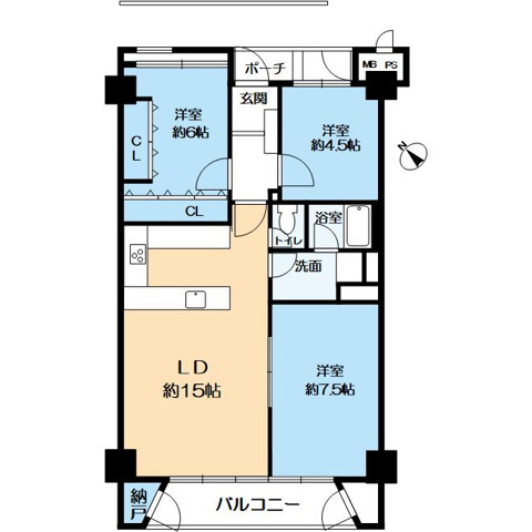 桃山台グランドマンションD参棟の間取り